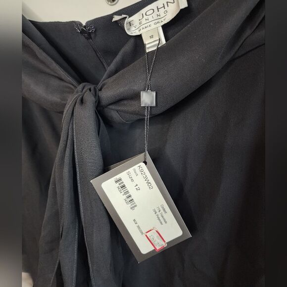 St John Evening Strapless Flowy Layered Silk Tube Top Blouse Size 12 Black - Picture 5 of 8